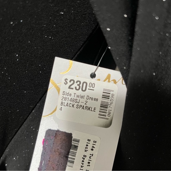 Sympli Side Twist Black Sparkle Fitted Dress - Picture 12 of 15